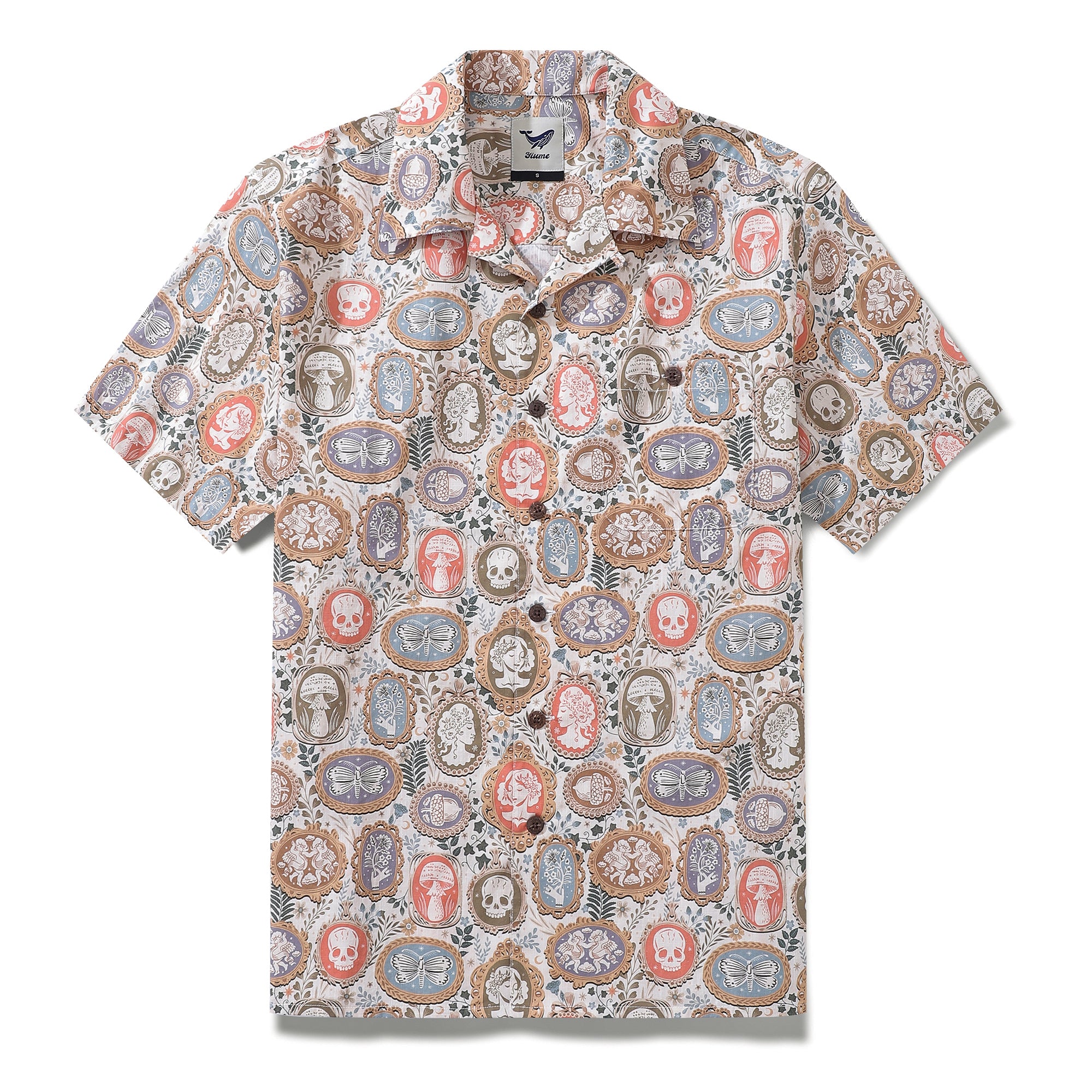 Hawaiian Shirt For Men Cameo Collection By Rebecca Elfast Shirt Camp Collar  100% Cotton