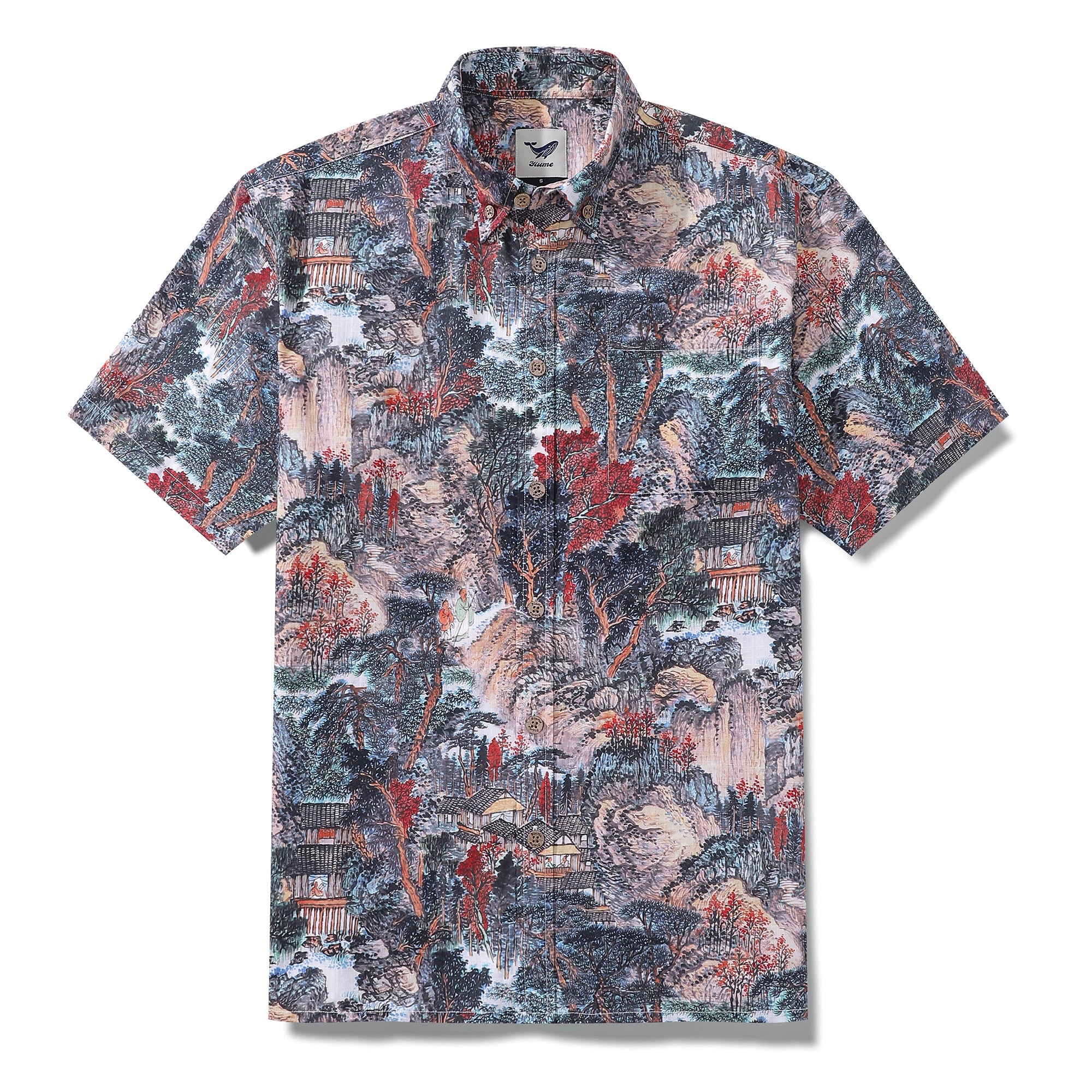 Men's Hawaiian Shirt Majesty of the Mountains Print Cotton Short Sleev ...