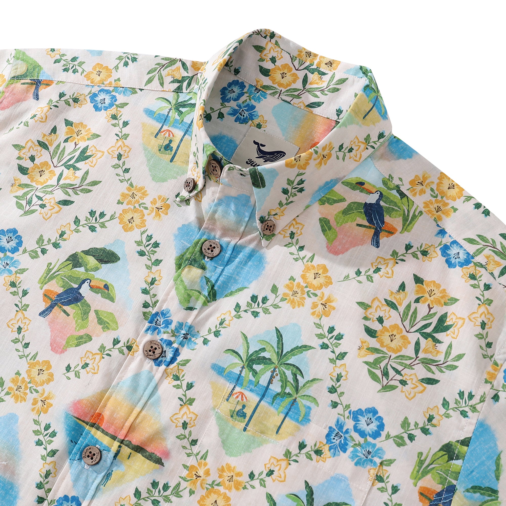 Hawaiian Shirt For Men Hawaiian Scenery Button-down Shirt Short Sleeve 100% Cotton Shirt