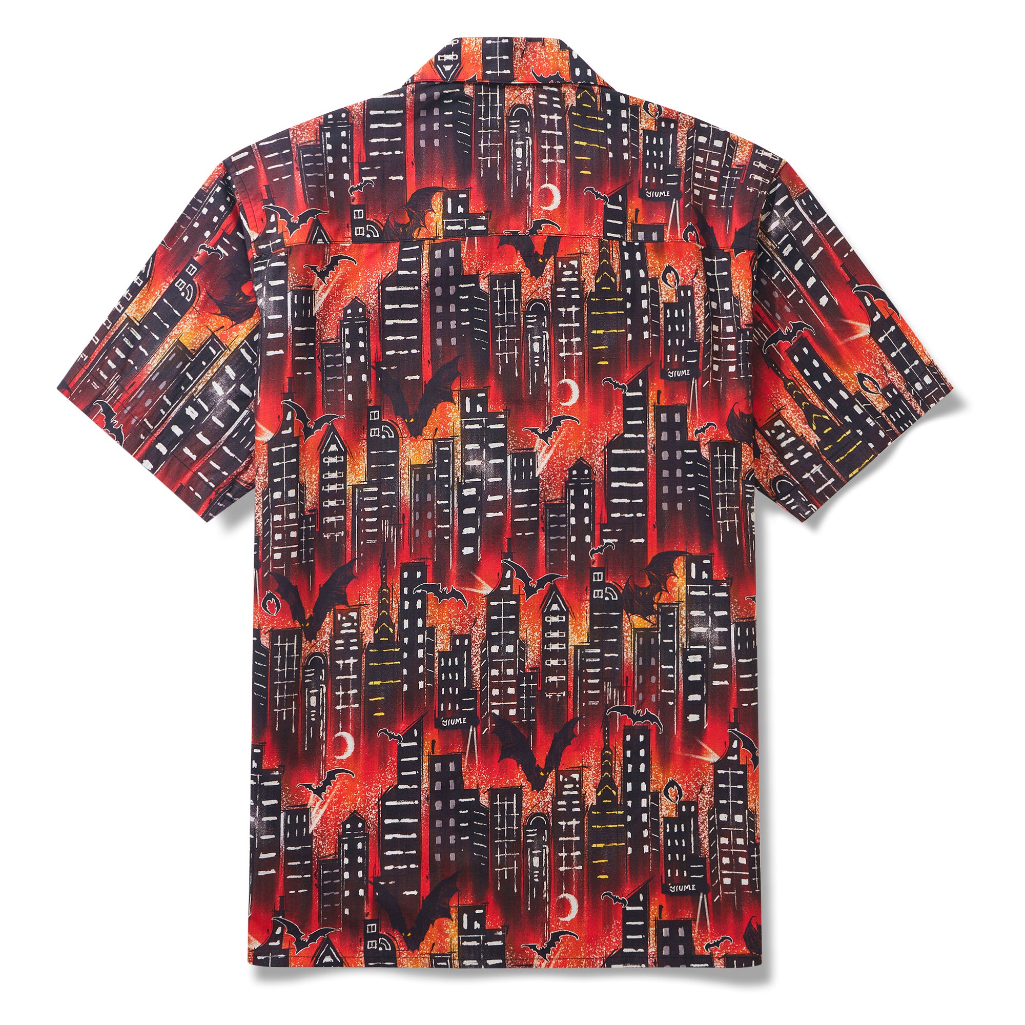 Guardian of the Night 100% Cotton Men's Short Sleeve Camp Collar Shirt Aloha Hawaiian