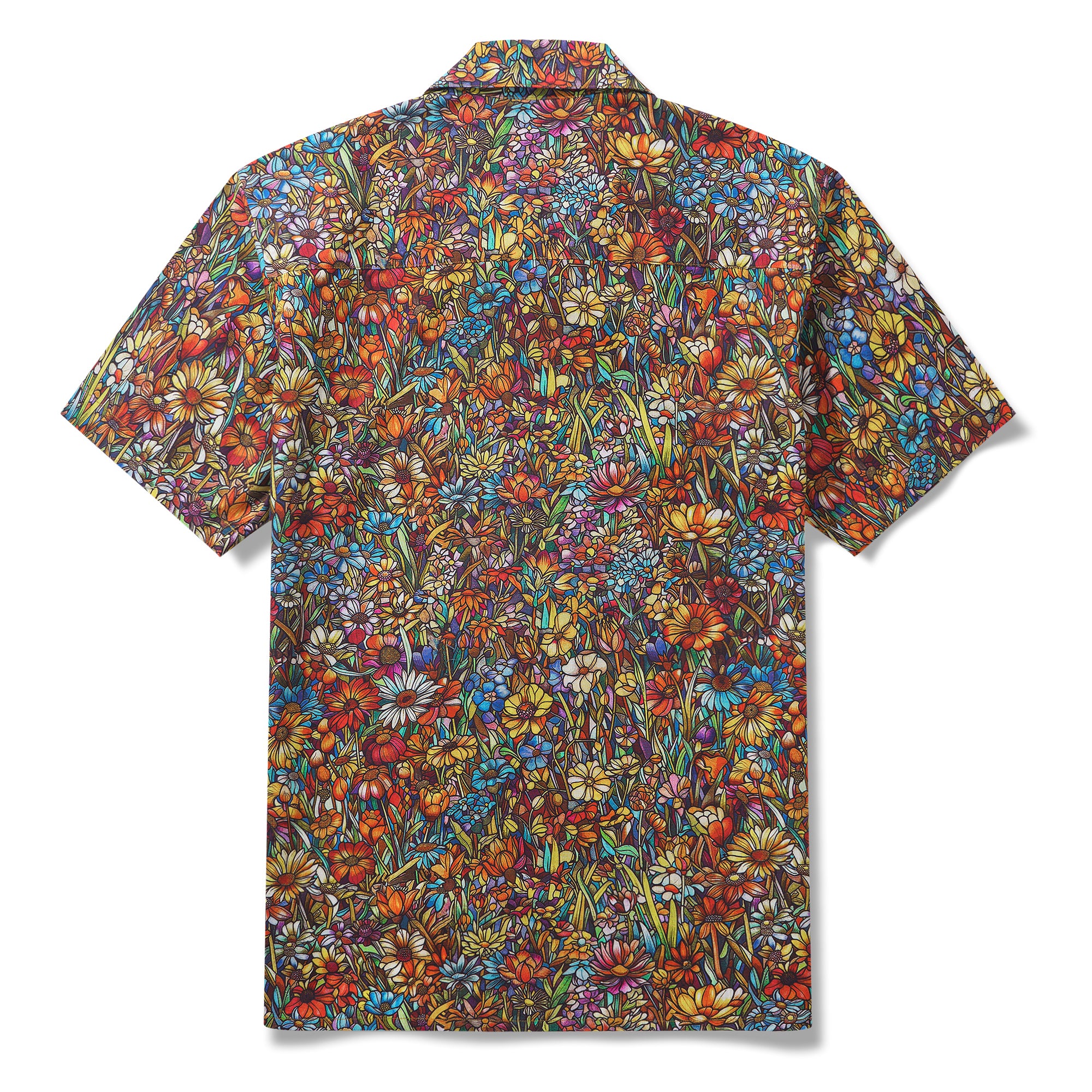 Mirror of Wildflowers 100% Cotton Men's Short Sleeve Camp Collar Shirt Aloha Hawaiian