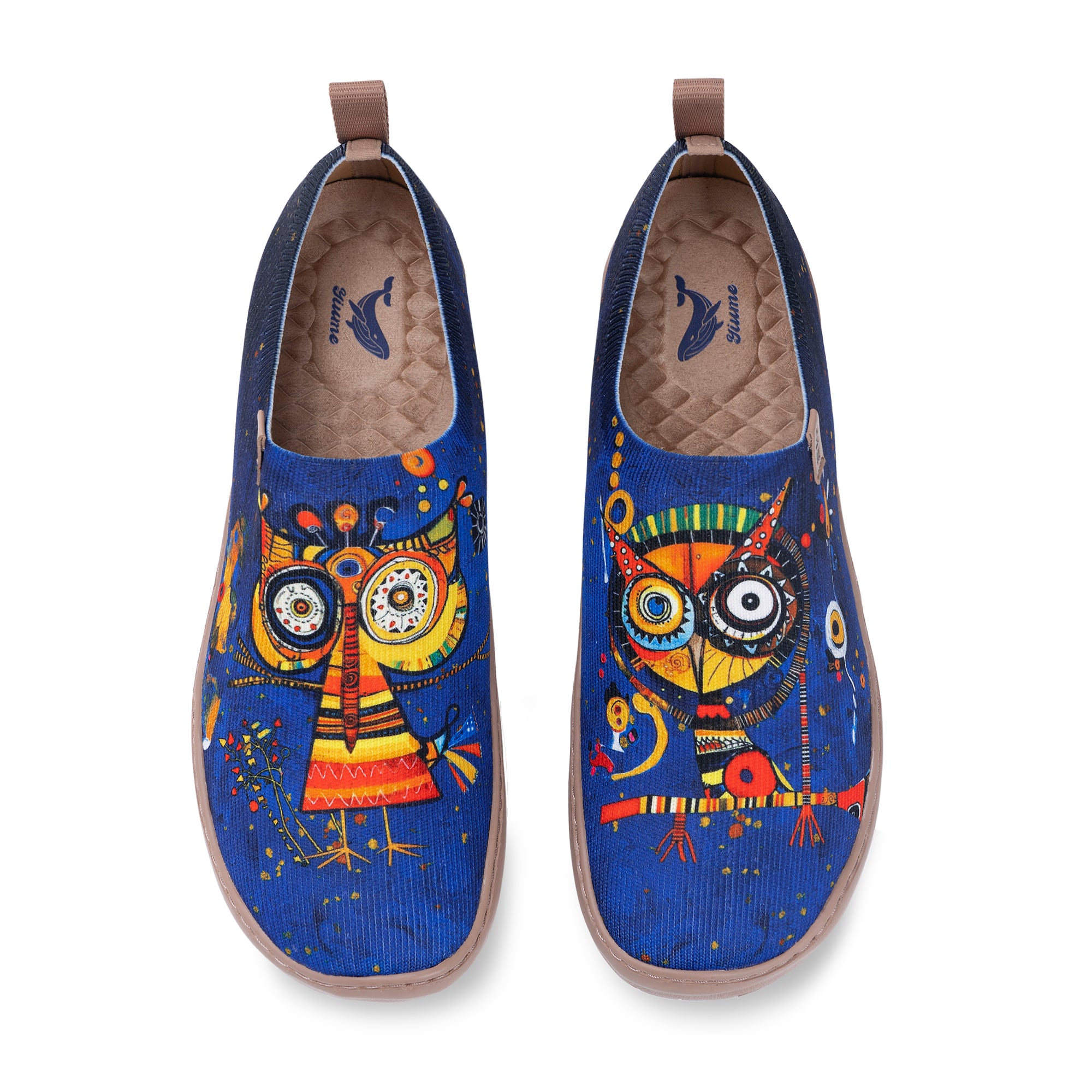 Women's foldable Loafers Funny Owl Sneaker Painted Canvas Slip-On Shoes