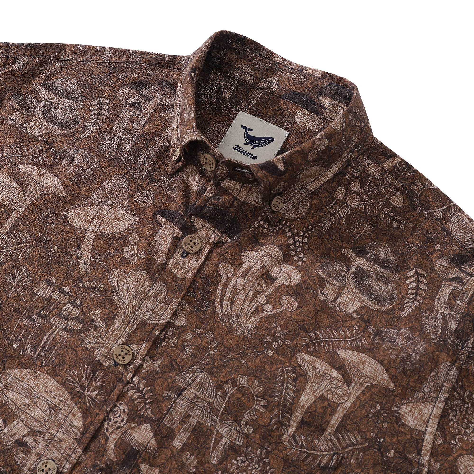 Men's Hawaiian Shirt Mushrooms Pattern By Bridgit Boggs Cotton Button-down Long Sleeve Aloha Shirt