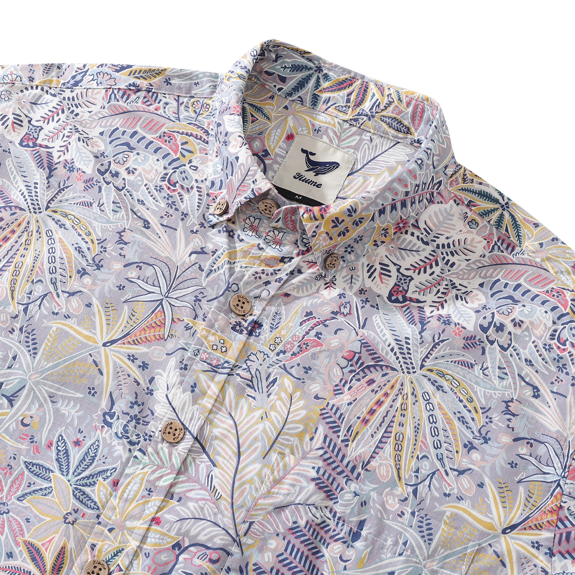 Camisa Hawaiana para Hombre con Estampado de Palmas Tropicales de Algodón, Botones y Manga Larga Aloha