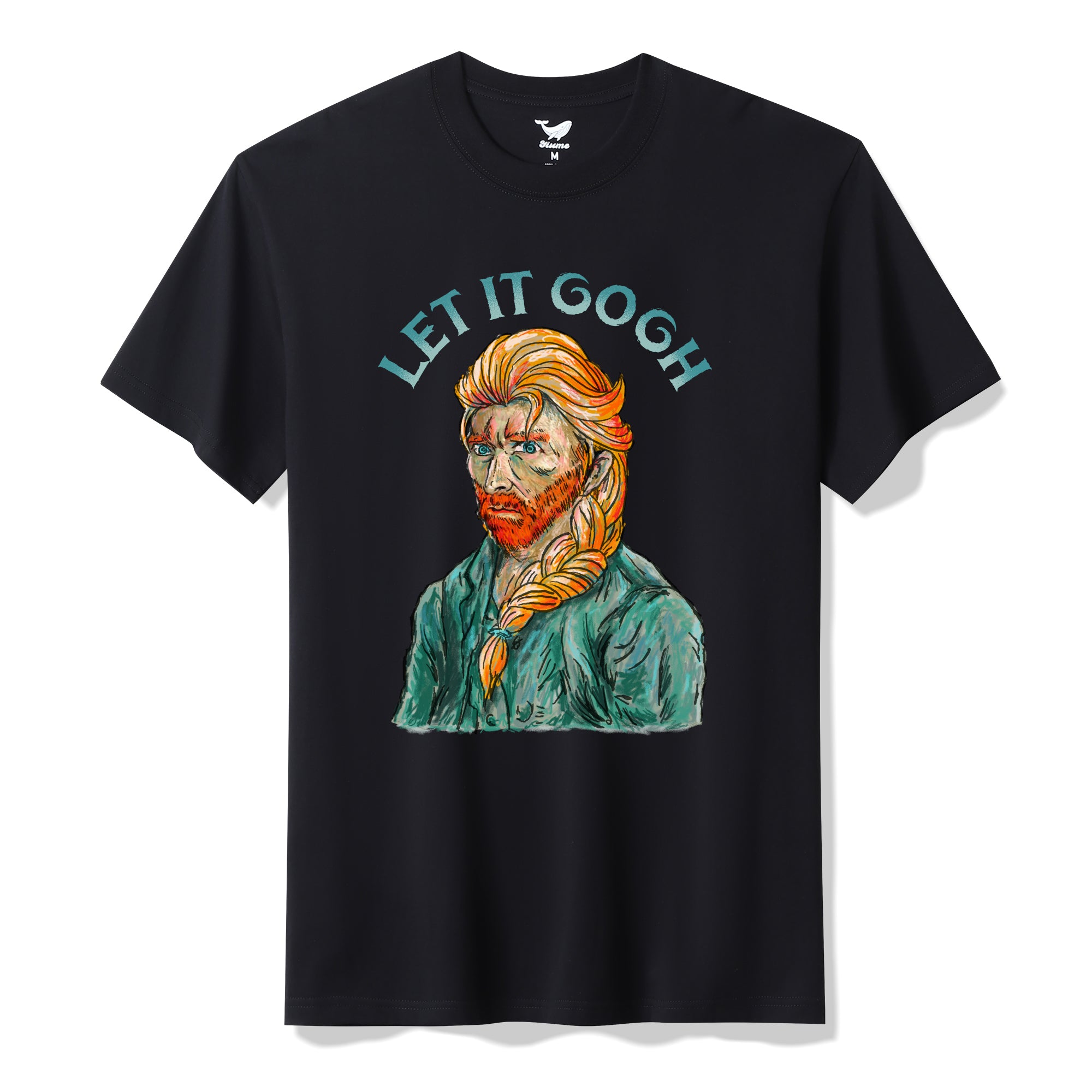 Hawaiian Tee For Men Let It Gogh By Dina Prasetyawan Tee Crew Neck 100% Cotton - BLACK