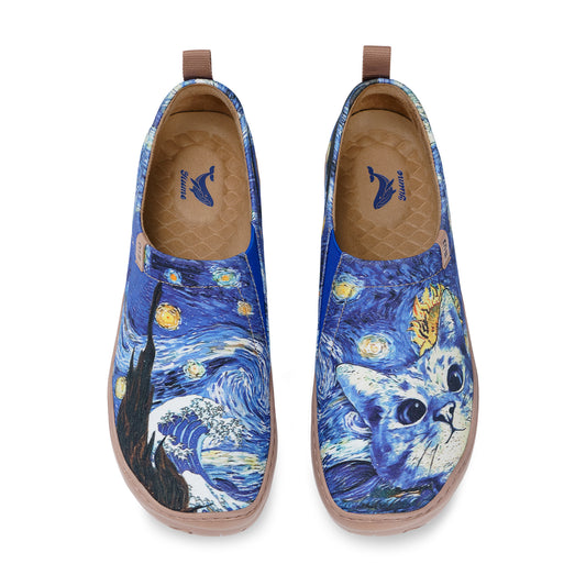 Women's foldable Loafers Van Gogh Art Sneaker Painted Canvas Slip-On Shoes