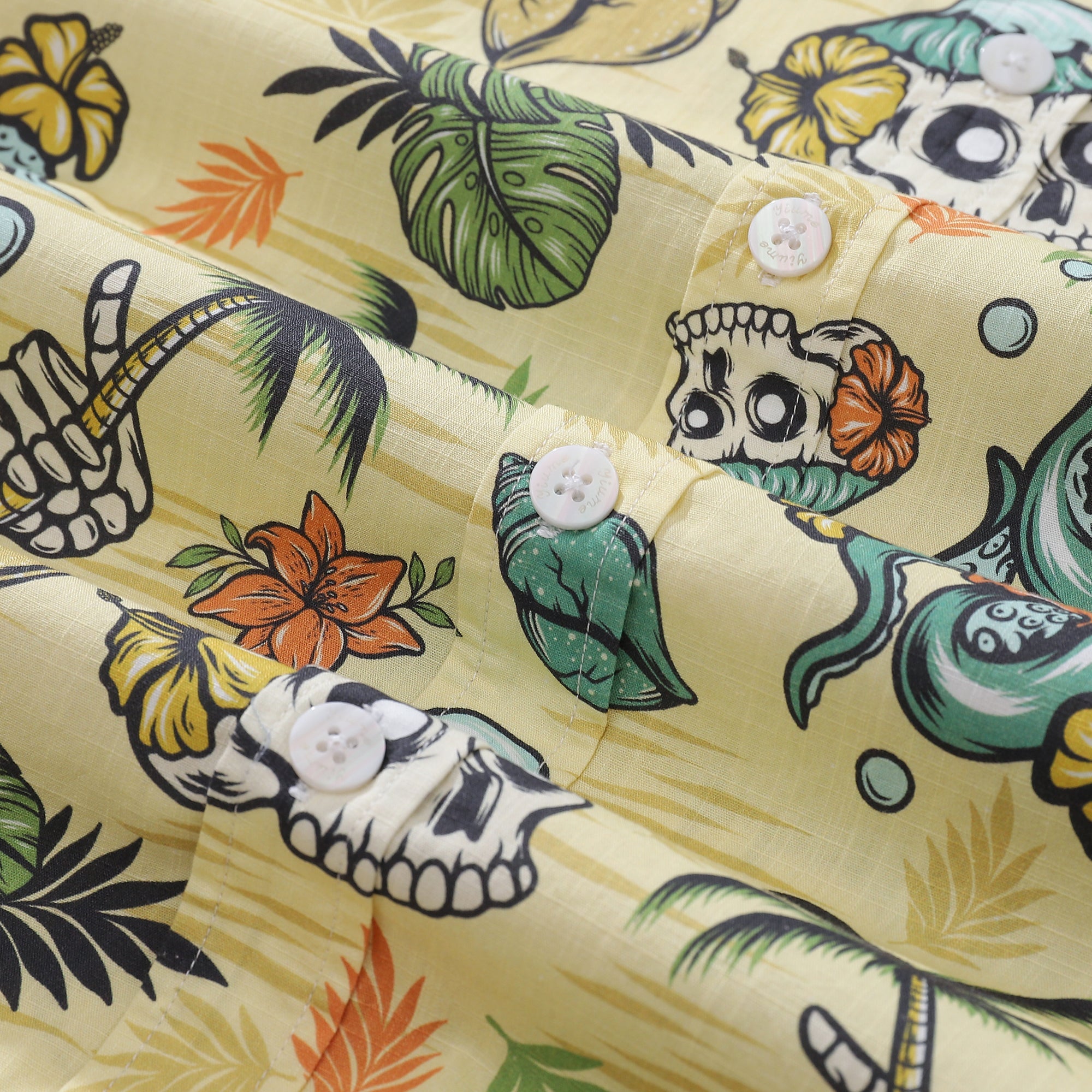 Men's Hawaiian Shirt Tropical Men's Skull Shirt 1990s Vintage Button-down Short Sleeve Aloha Shirt