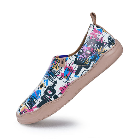 Women's foldable Loafers Halloween Doodles Sneaker Painted Canvas Slip-On Shoes