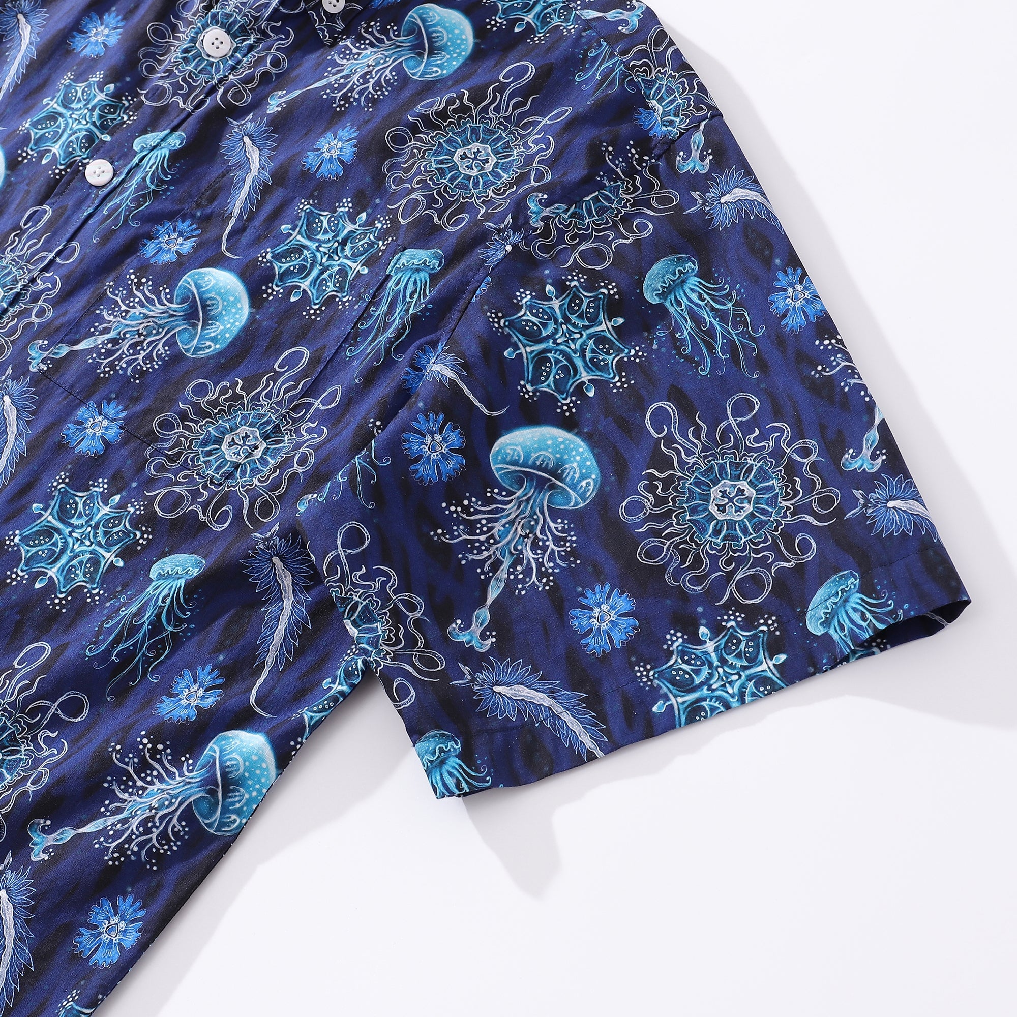 Men's Hawaiian Shirt Luminocean Print Cotton Button-down Short Sleeve Aloha Shirt