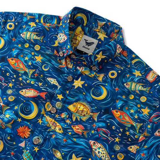 Hawaiian Shirt For Men Oceanic Starscape Button-down Shirt Short Sleeve 100% Cotton Aloha Shirt