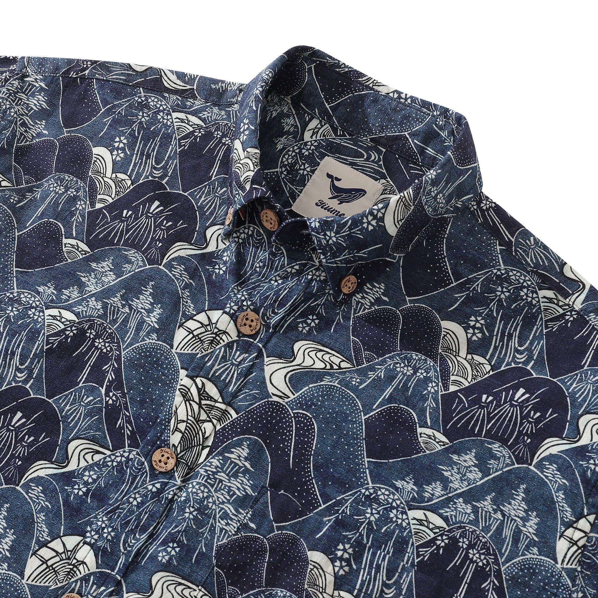 Camicia hawaiana da uomo Serenity Falls Camicia Aloha a maniche lunghe in cotone abbottonata