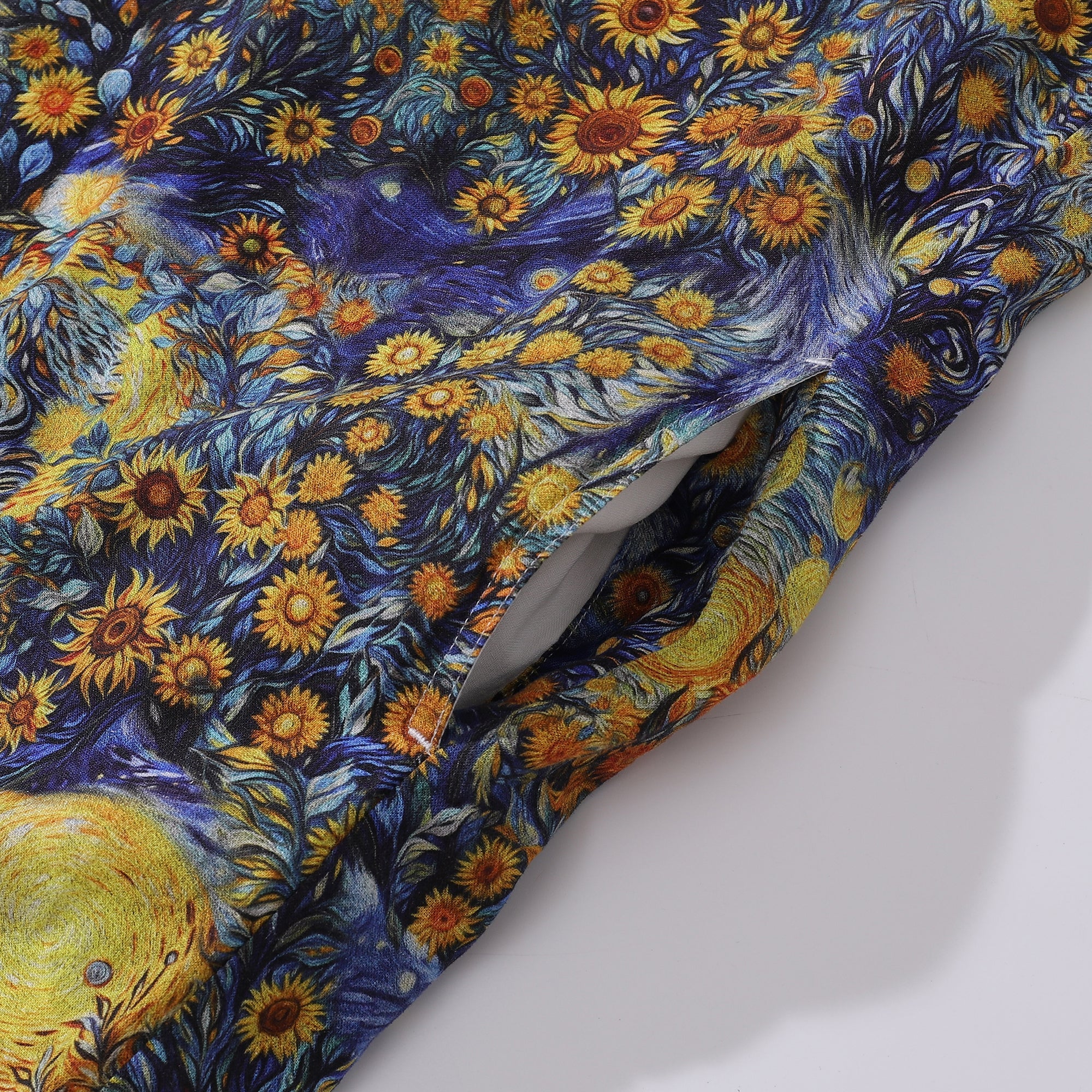 Hawaiian Dress For Women Beach Vacation Dress Van Gogh Sunflower V-Neck Dress