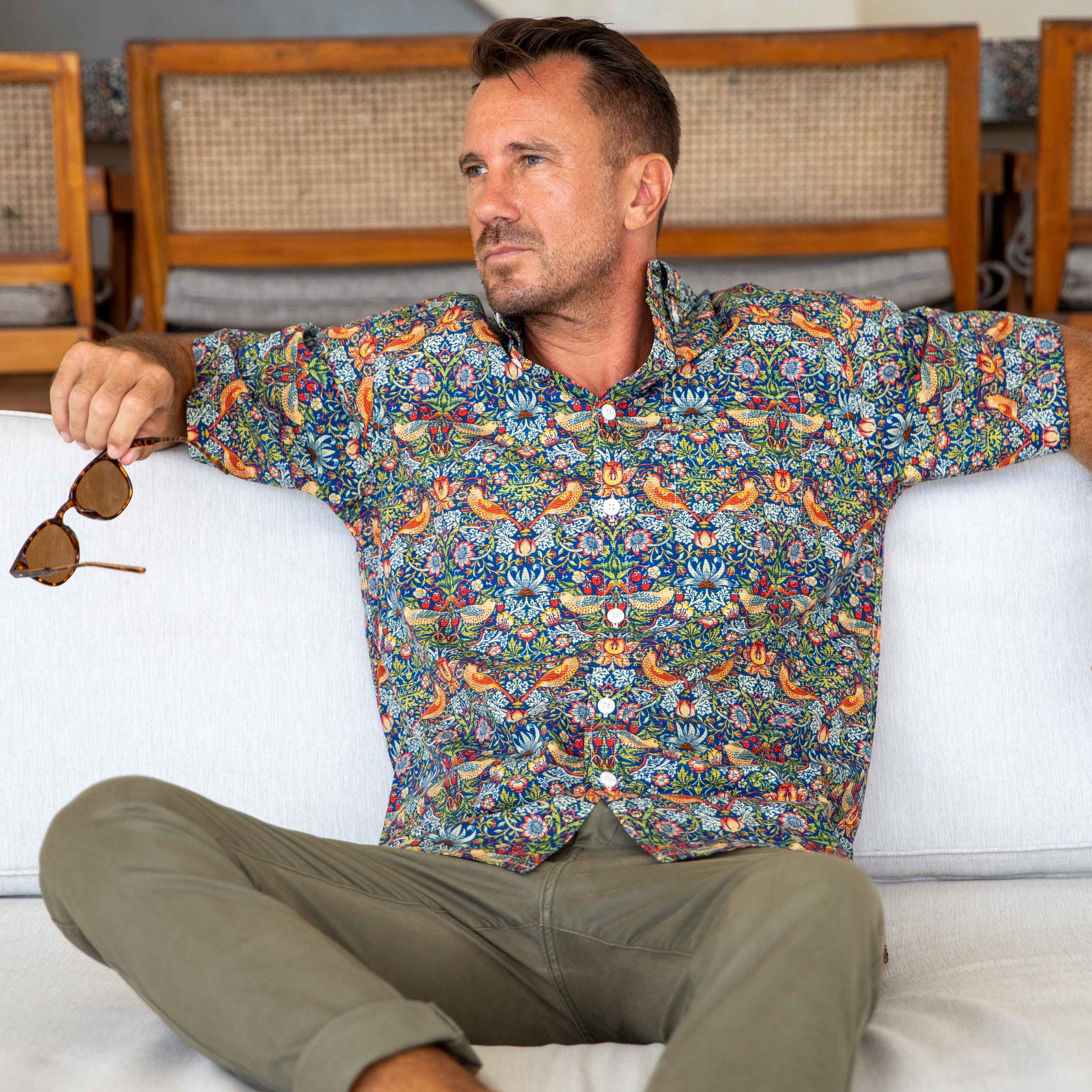 Camisas hawaianas para hombres Camisa de diseñador Strawberry Thief