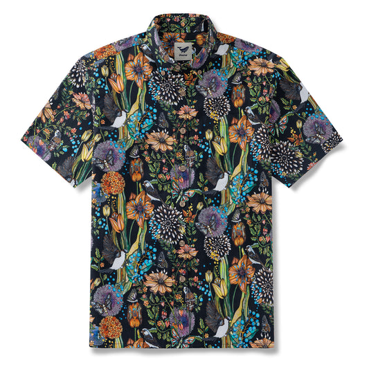 Hawaiian Shirt For Men Dream Garden Button-down Shirt Short Sleeve 100% Cotton Shirt