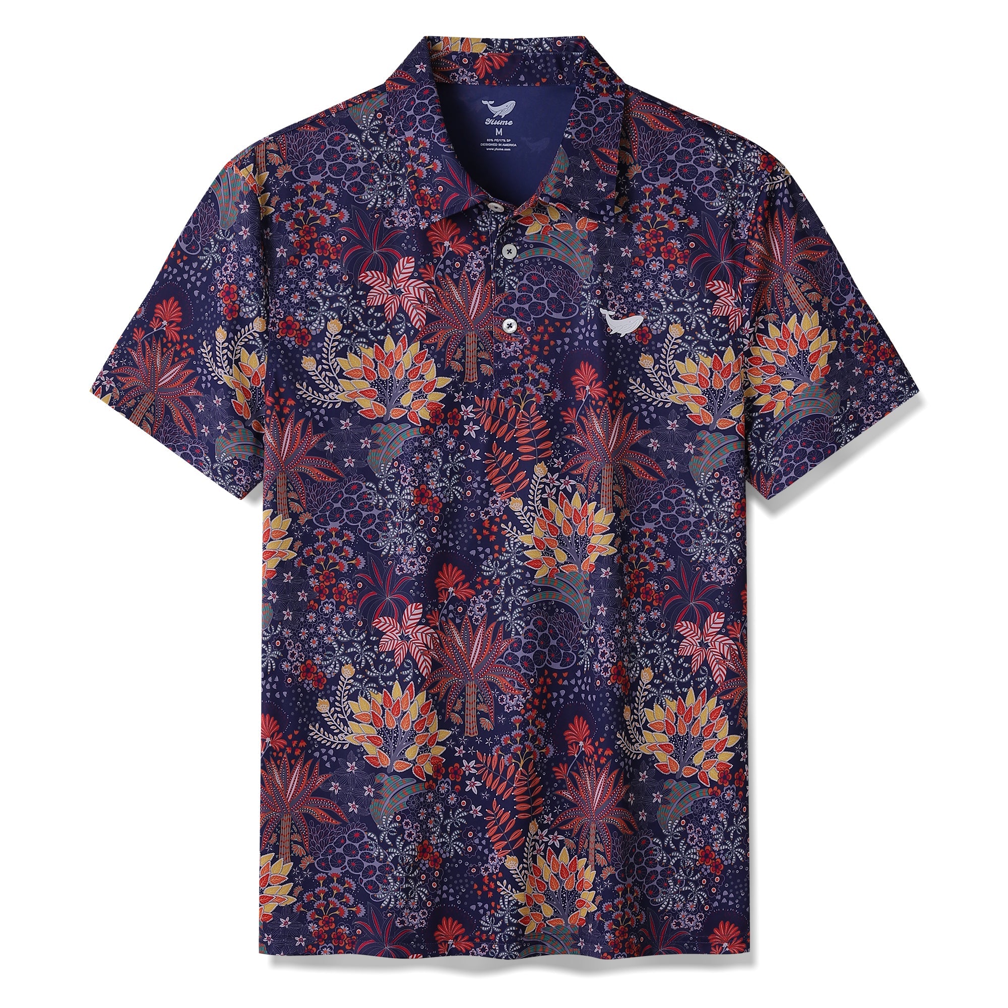 Men's Hawaiian Quirky Plants Print Short Sleeve Polo Shirt