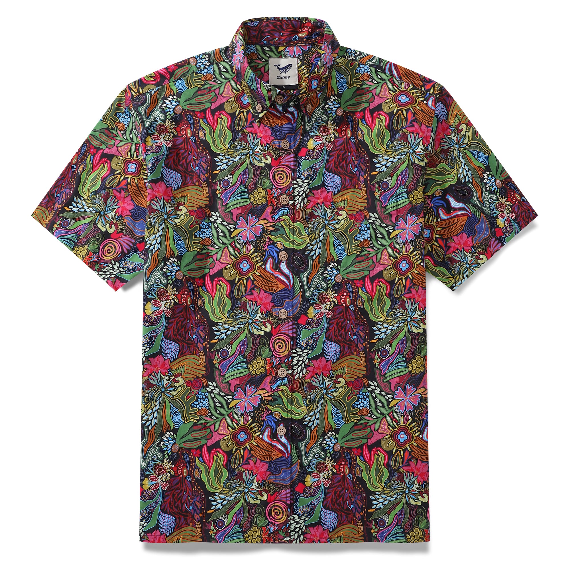 Camisa hawaiana para hombre Josephine George Plants Camisa Aloha de manga corta con botones de algodón