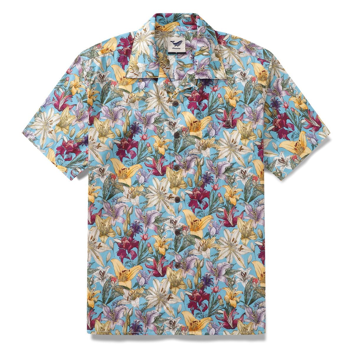 Hawaiian Shirt For Men Retro Blooms Print Shirt Camp Collar 100% Cotto ...