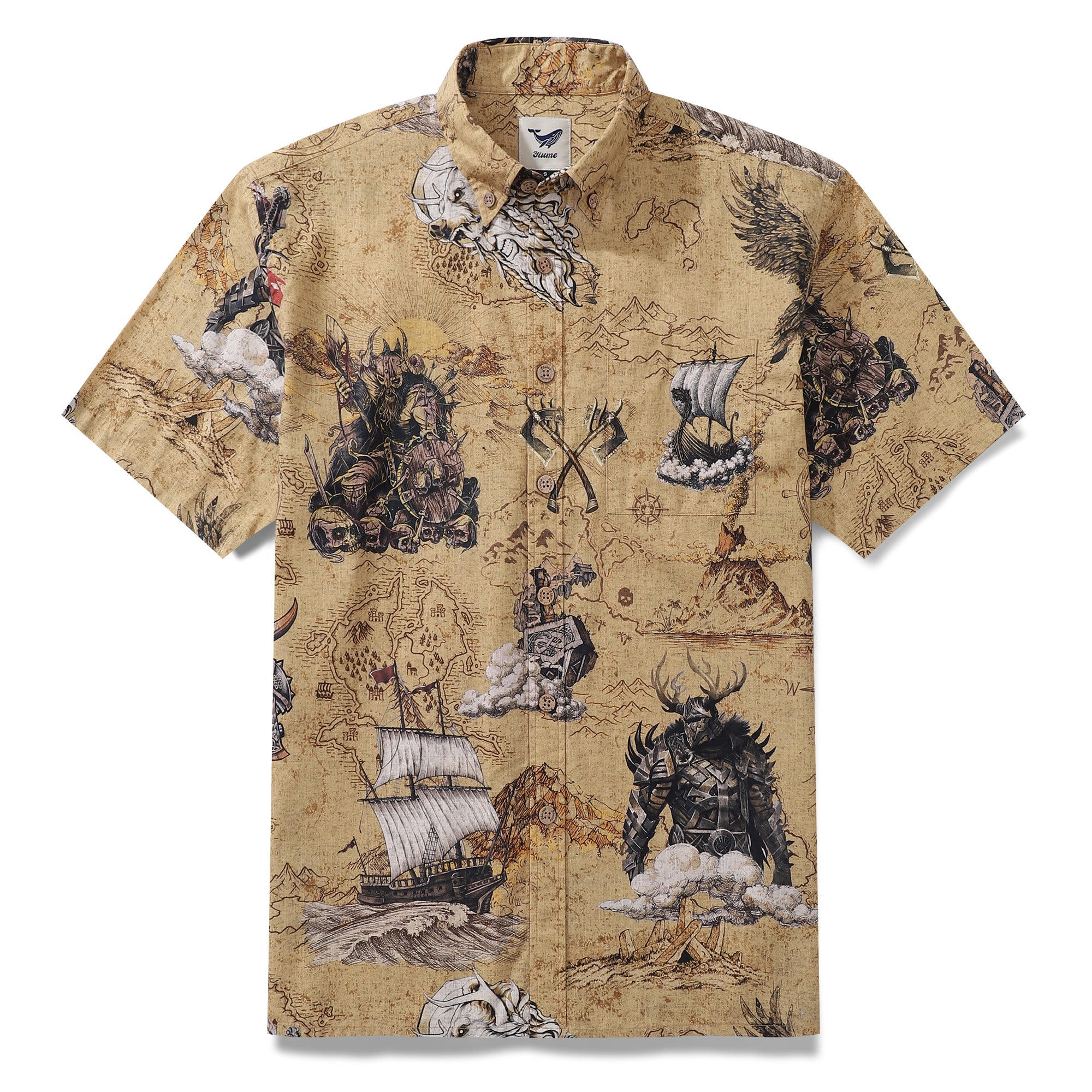 Camisa hawaiana para hombre Swashbucklers' Quest Camisa Aloha de manga corta con botones de algodón