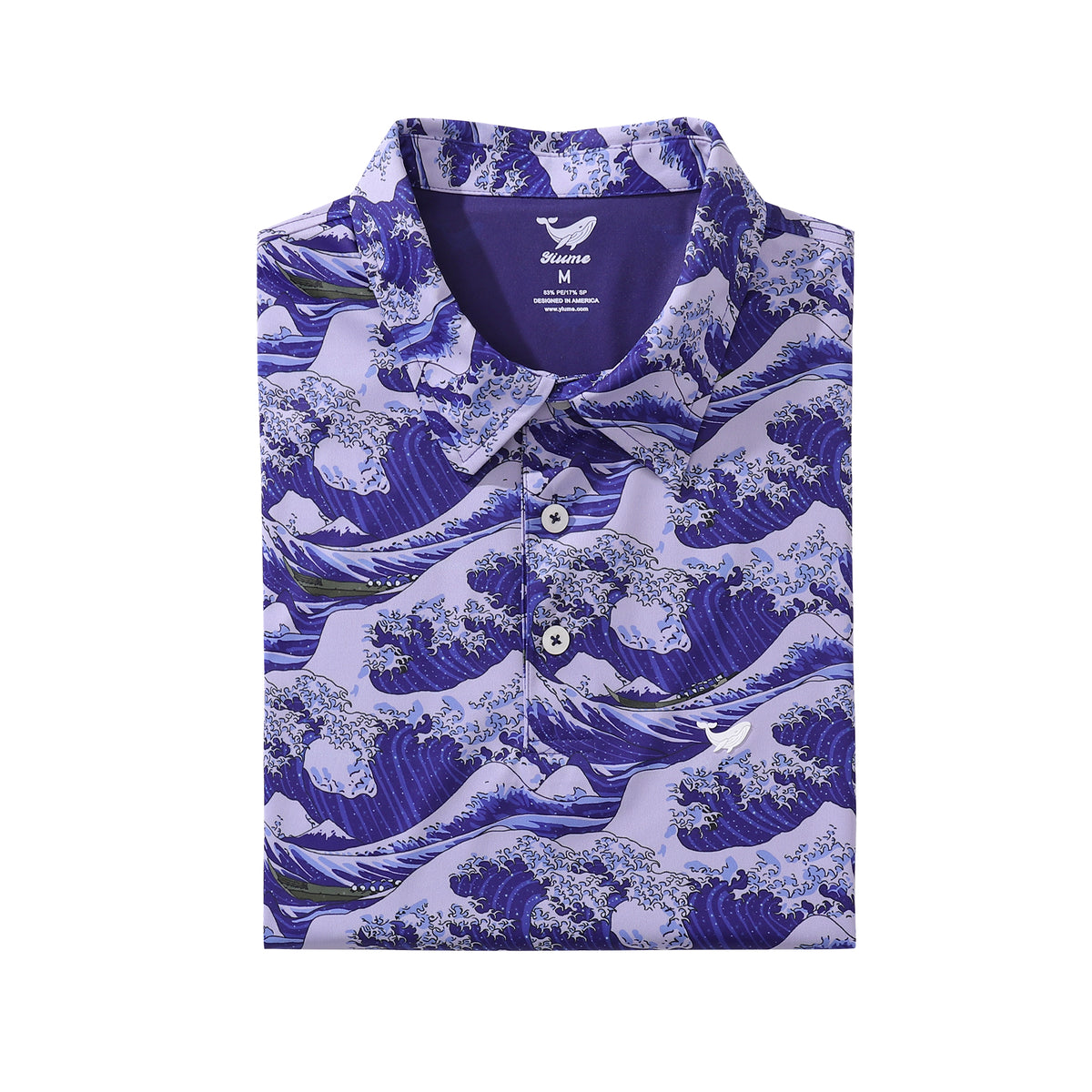 Men's Hawaiian Ocean Waves Japanese Ukiyo-e Short Sleeve Polo Shirt ...