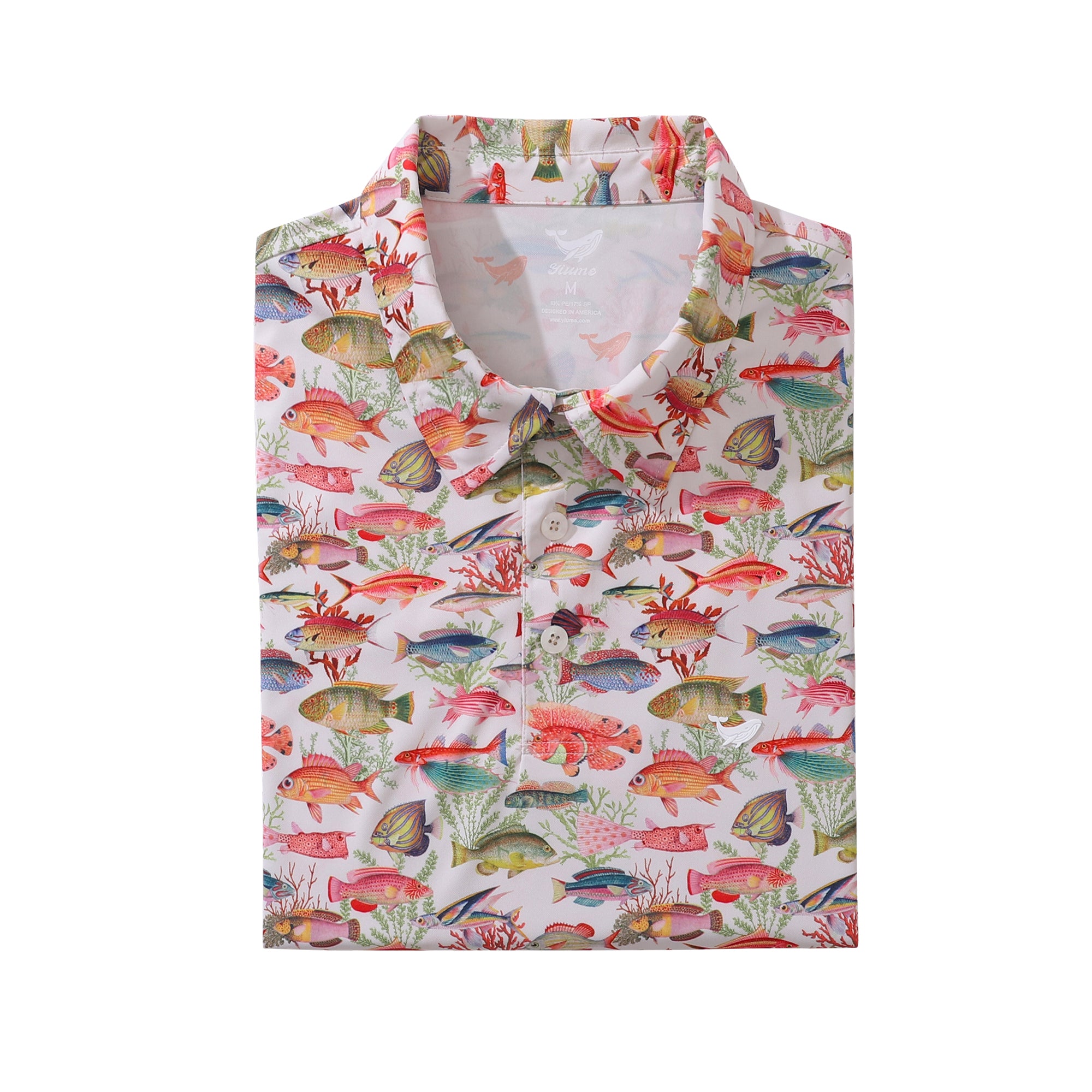 Men's Hawaiian Polo Shirt Sea Ocean Fish Print Short Sleeve Polo Shirt