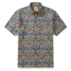 Chemises hawaïennes pour hommes, chemise de créateur William Morris Strawberry Thief