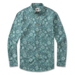 Camicia hawaiana da uomo Pen Flourish Flowers di Mairin Kareli Camicia Aloha a maniche lunghe in cotone abbottonata