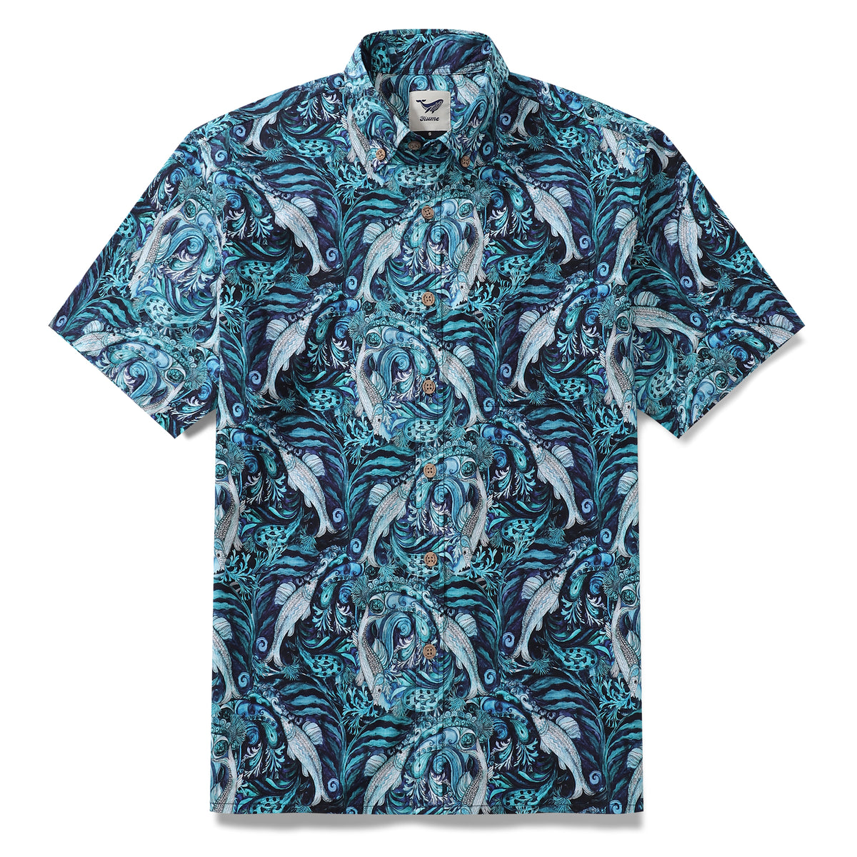 Men's Hawaiian Shirt Marine Habitats By Alice Brown Cotton Button-down ...