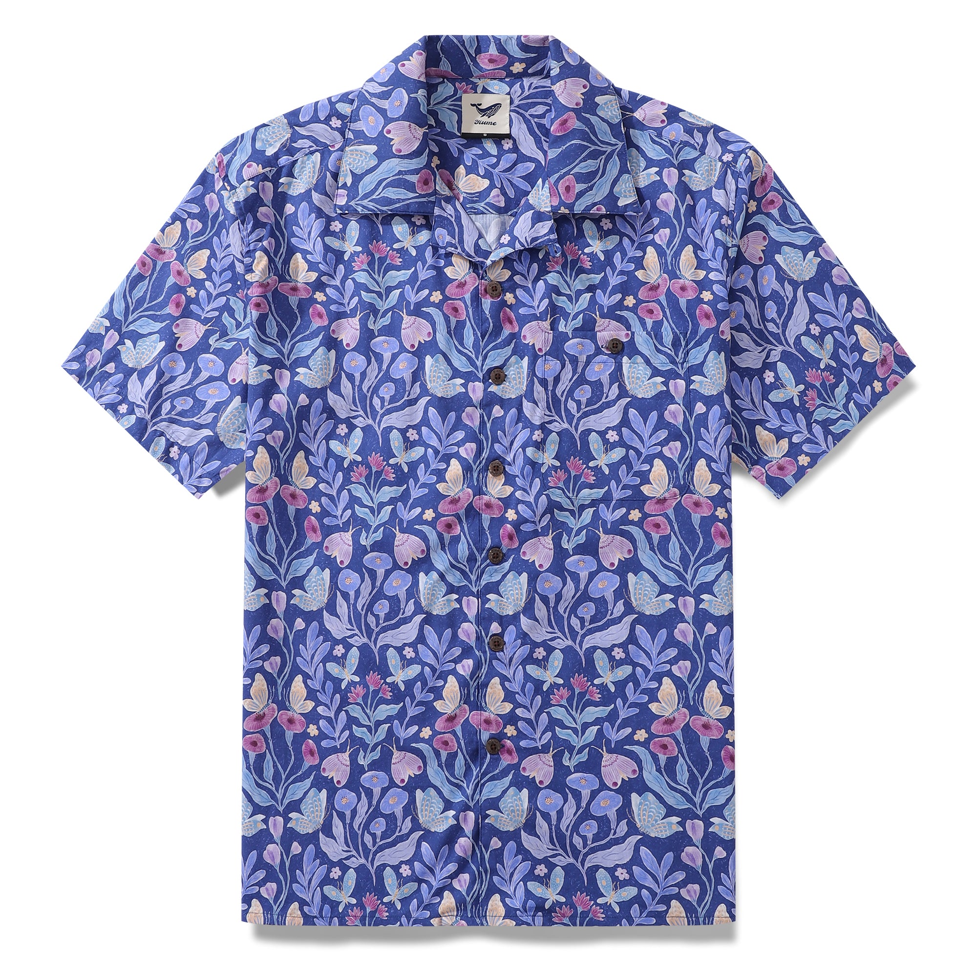 Camicia hawaiana da uomo Midnight Garden di Jill Labieniec Camicia con stampa Colletto Camp 100% cotone