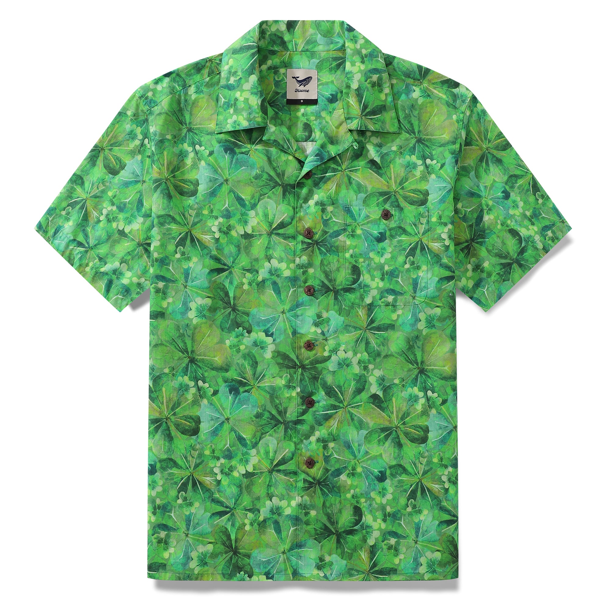 ST. Camicia hawaiana da uomo per il giorno di San Patrizio Camicia Shamrock By Samantha O' Malley Colletto Camp 100% cotone