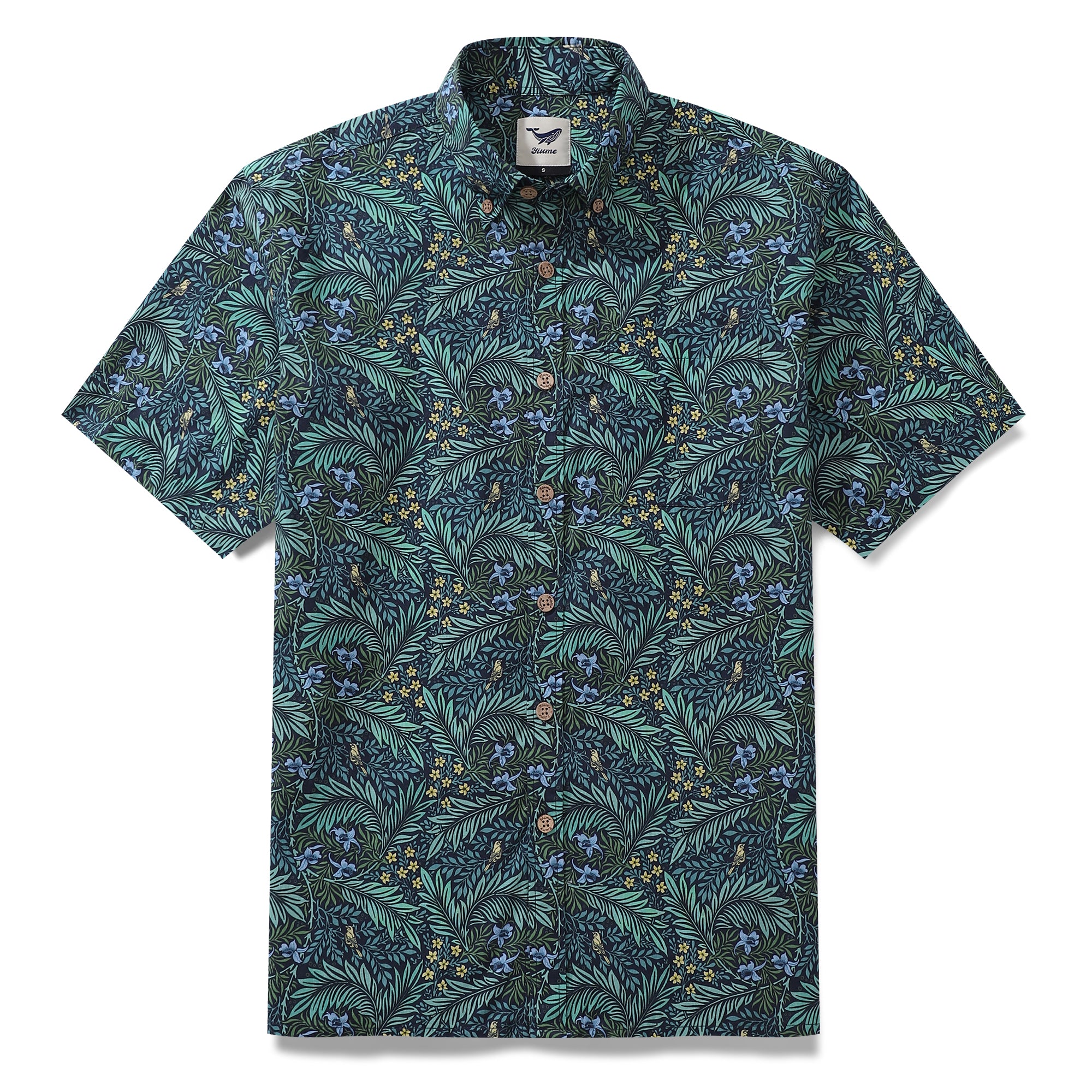 Camisa hawaiana para hombre Foreat Mist Camisa Aloha de manga corta con botones de algodón