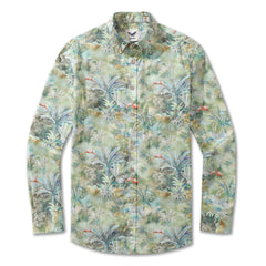 Men's Hawaiian Shirt Exotic Charm Print Cotton Button-down Long Sleeve Aloha Shirt