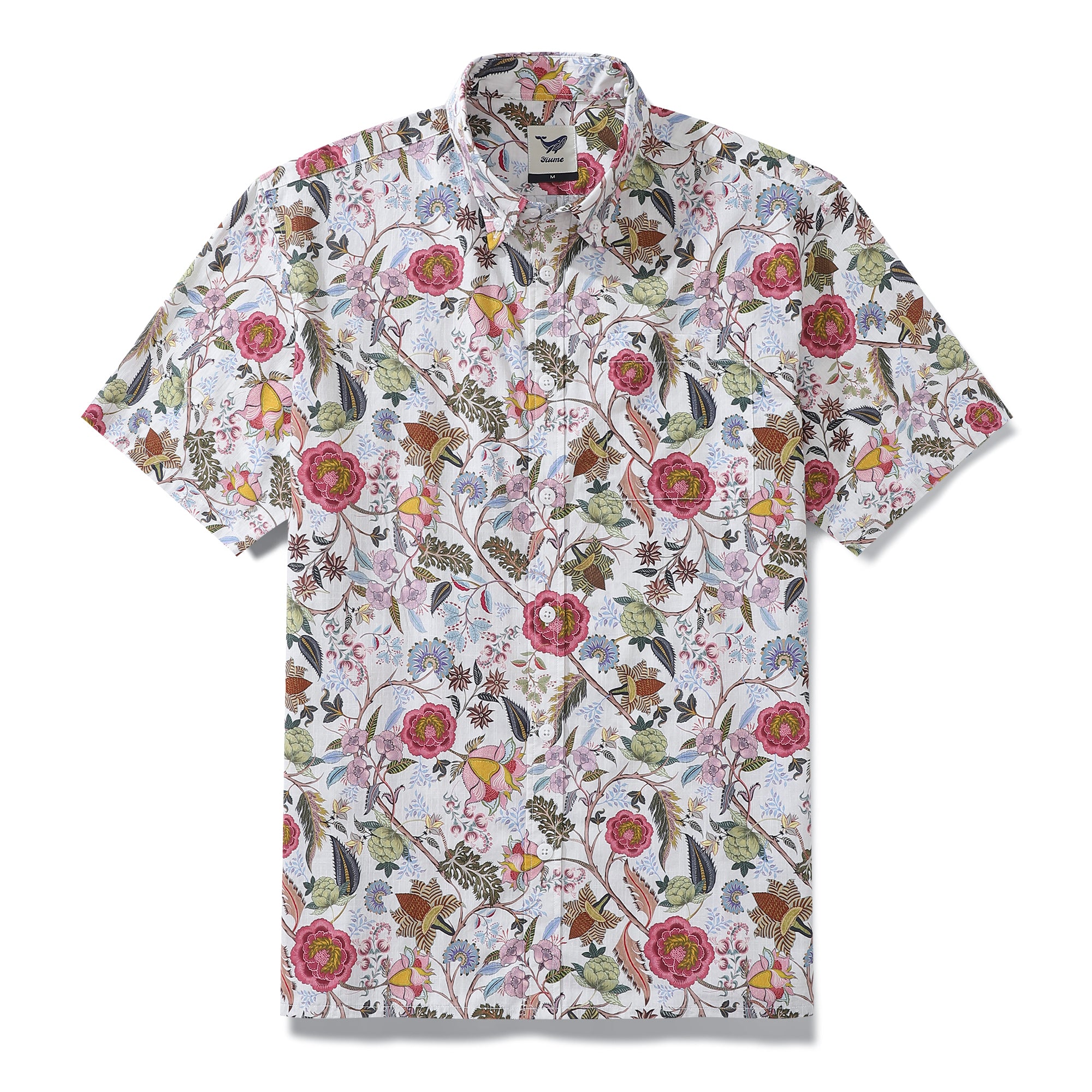 1930er Jahre Vintage Hawaiihemd für Männer Chintz Frühlingsfarben Print Baumwolle Kurzarm Aloha Shirt