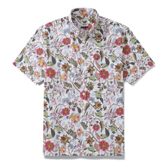 Chemise hawaïenne pour hommes Chintz couleurs printanières imprimées par Christina Brimage chemise Aloha en coton boutonnée à manches courtes