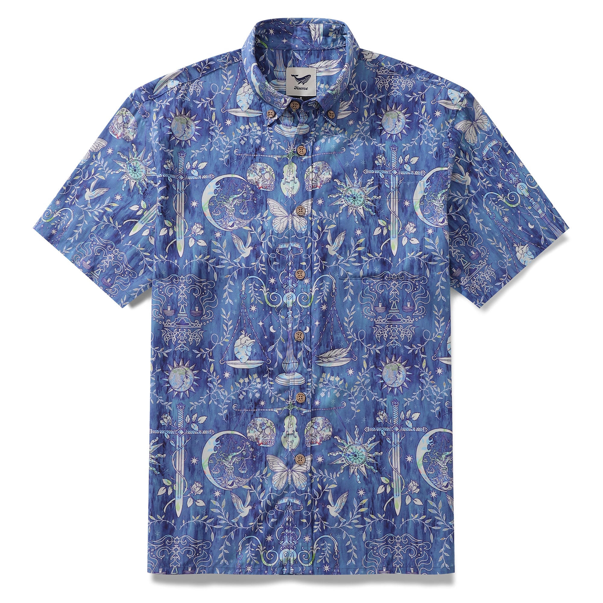 Herren-Hawaiihemd Libra Print Tencel™ Button-down-Kurzarm-Aloha-Hemd