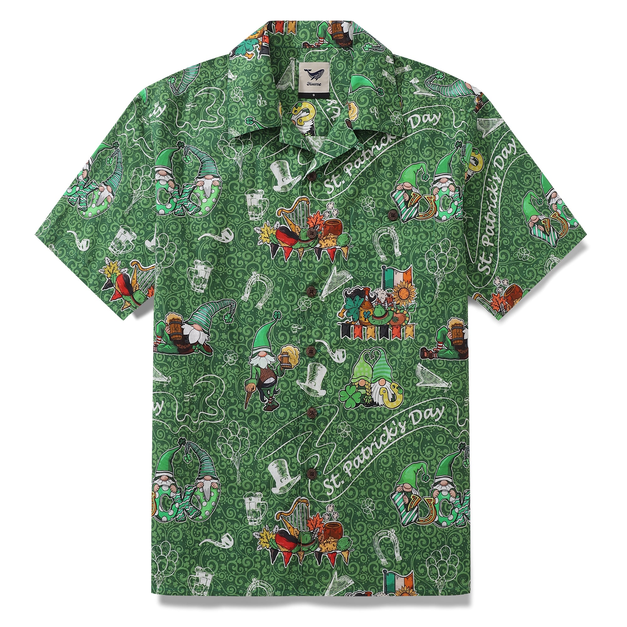Camisa hawaiana Yiume para hombre Camisa irlandesa 100% algodón con cuello de campamento