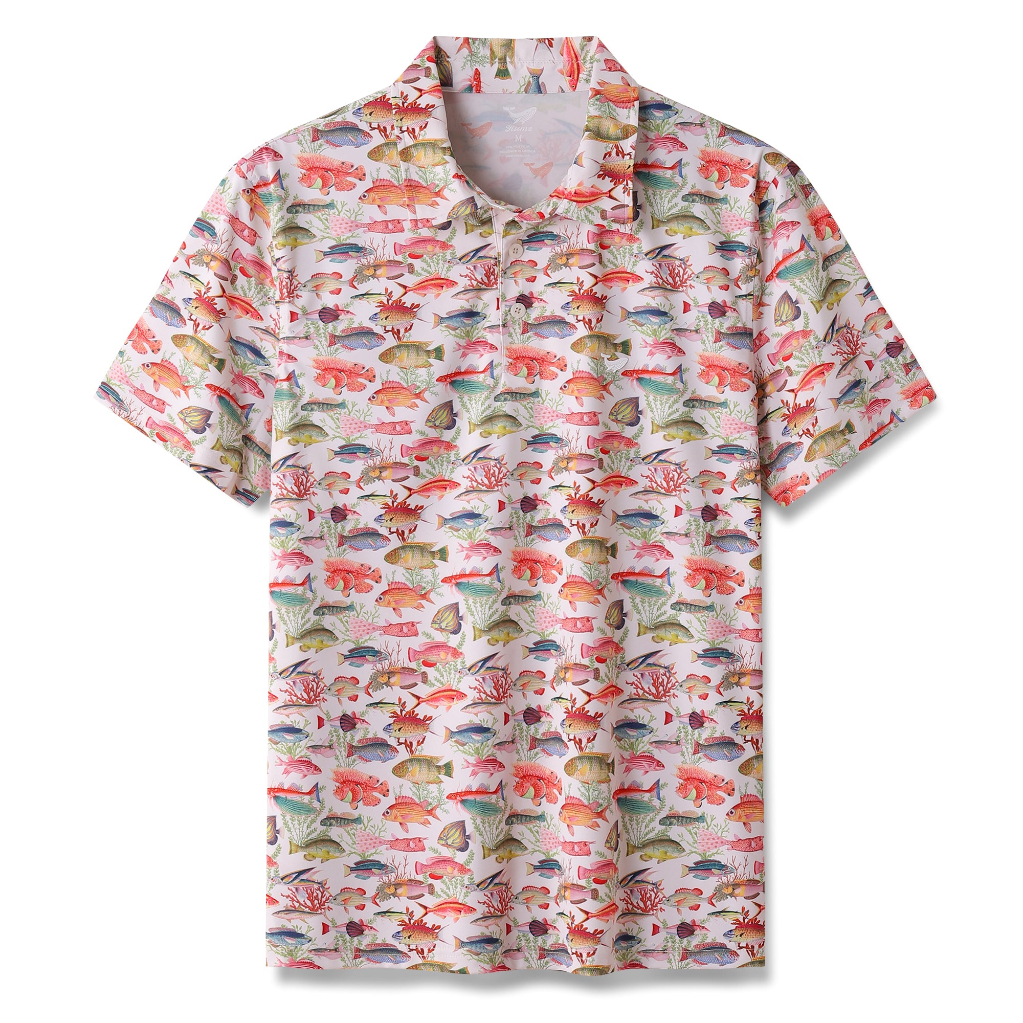 Men's Hawaiian Polo Shirt Sea Ocean Fish Print Short Sleeve Polo Shirt