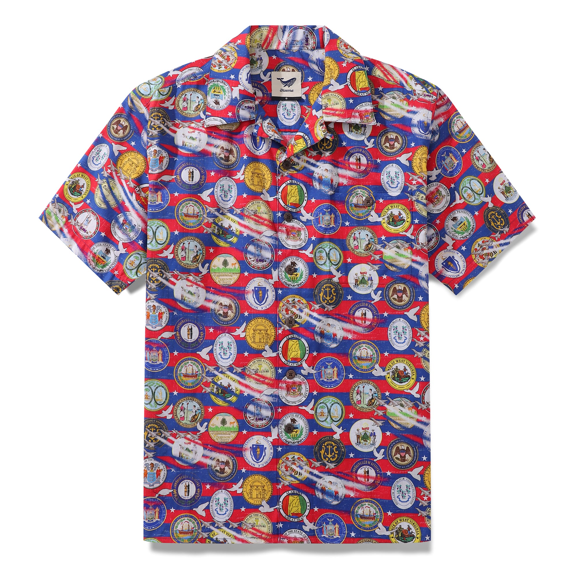 Hawaiian Shirt For Men United Dreams Shirt Camp Collar 100% Cotton