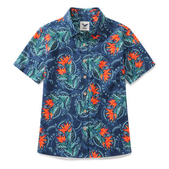 Camicia hawaiana da donna Birds of Paradise di Fizah Malik in cotone con stampa abbottonata a maniche corte