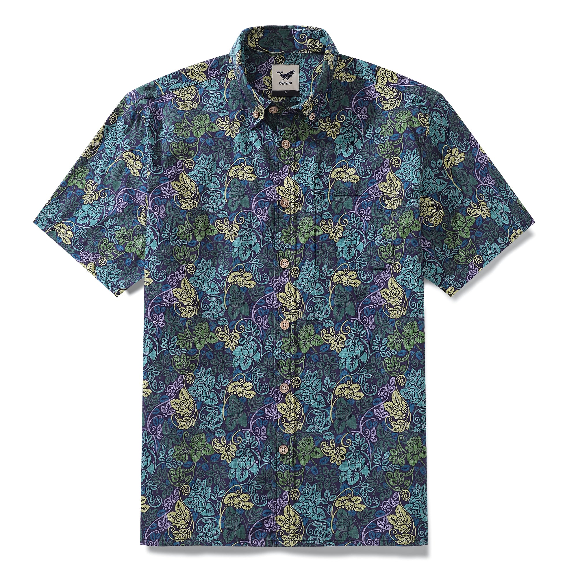 Camisa hawaiana para hombre, estampado victoriano de rosas cambiantes de Andrea Leonelli, camisa Aloha de manga corta con botones de algodón