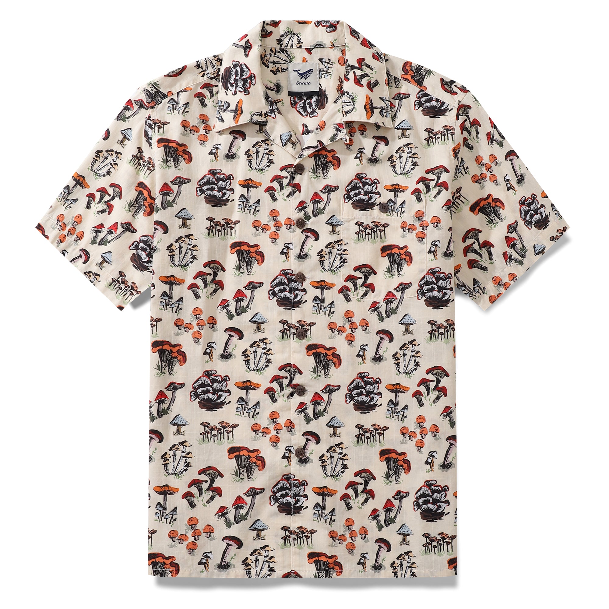 Summer Hawaiian Shirt For Men Shroomy land By Kashmira Jayaprakash Print Shirt Camp Collar 100% Cotton