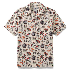 Camisa hawaiana de verano para hombres Shroomy land de Kashmira Jayaprakash Camisa estampada cuello de campamento 100% algodón