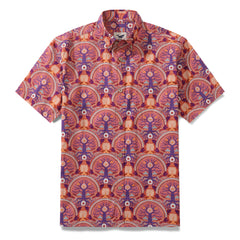 Camicia hawaiana da uomo Yggdrasil di Rebecca Elfast Camicia Aloha a maniche corte in cotone abbottonata