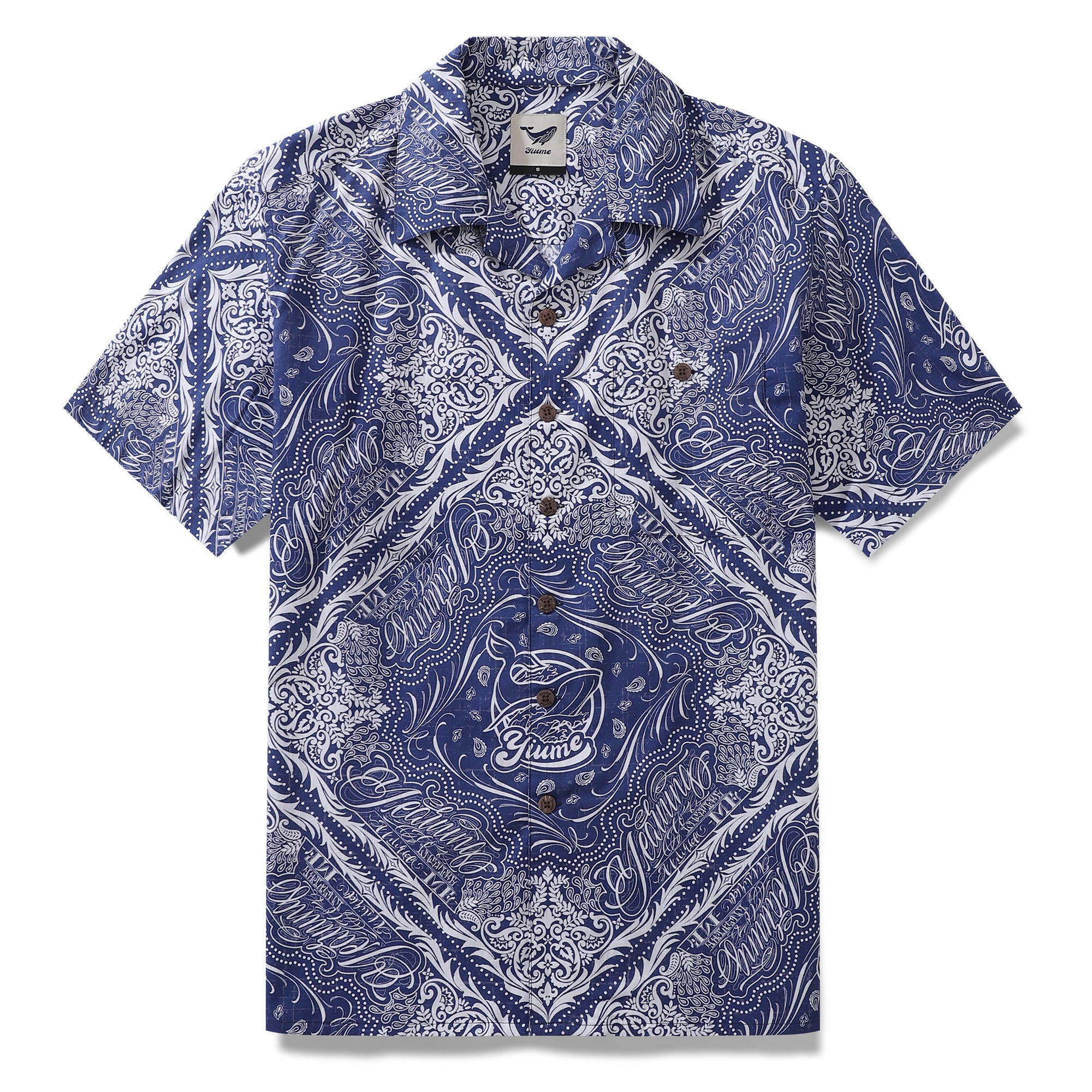 Hawaiihemd für Herren „The Meaning of Yiume“-Hemd mit Camp-Kragen, 100 % Baumwolle