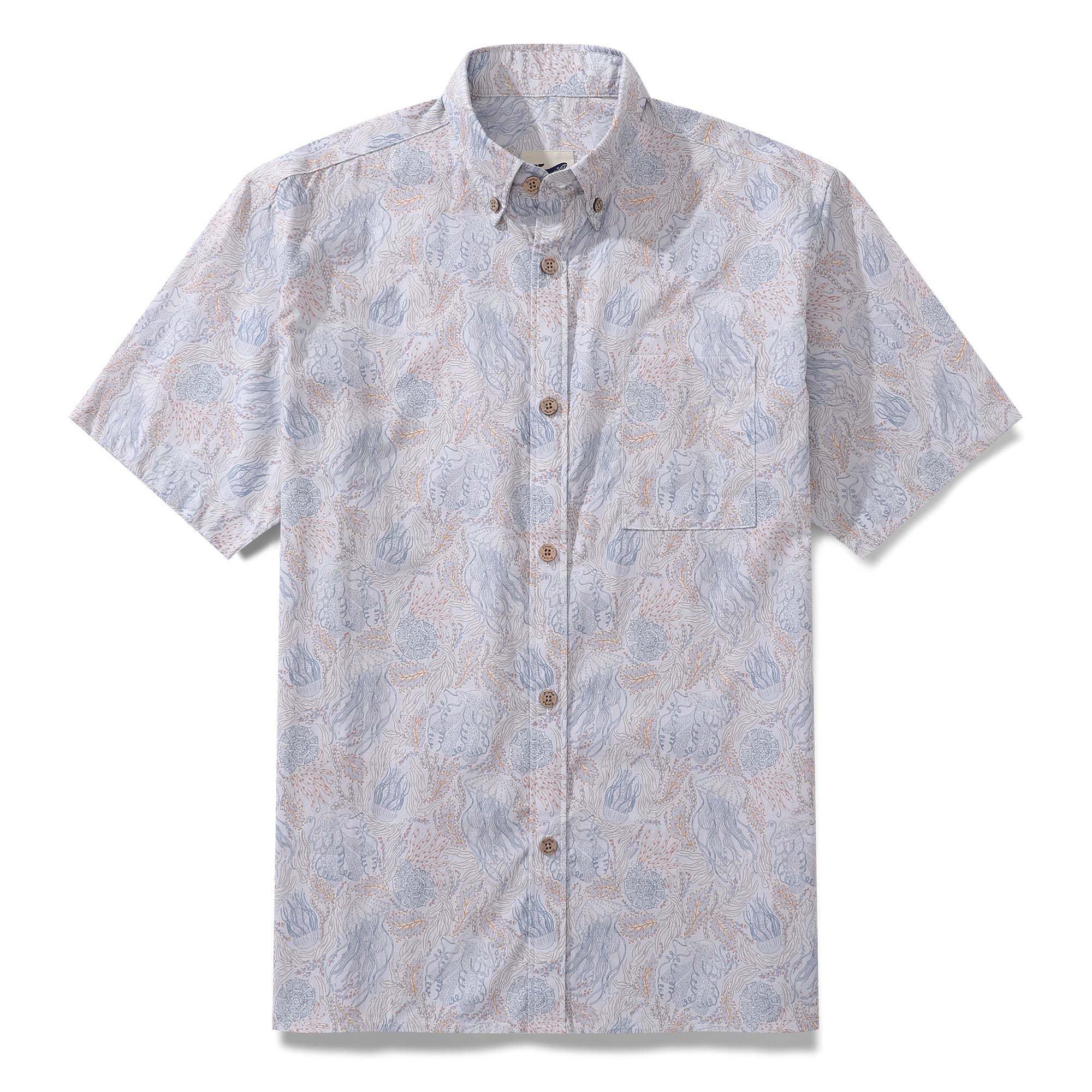 Camisa hawaiana para hombre Jellyfish Seascape de Andrea Leonelli Camisa Aloha de manga corta con botones de algodón