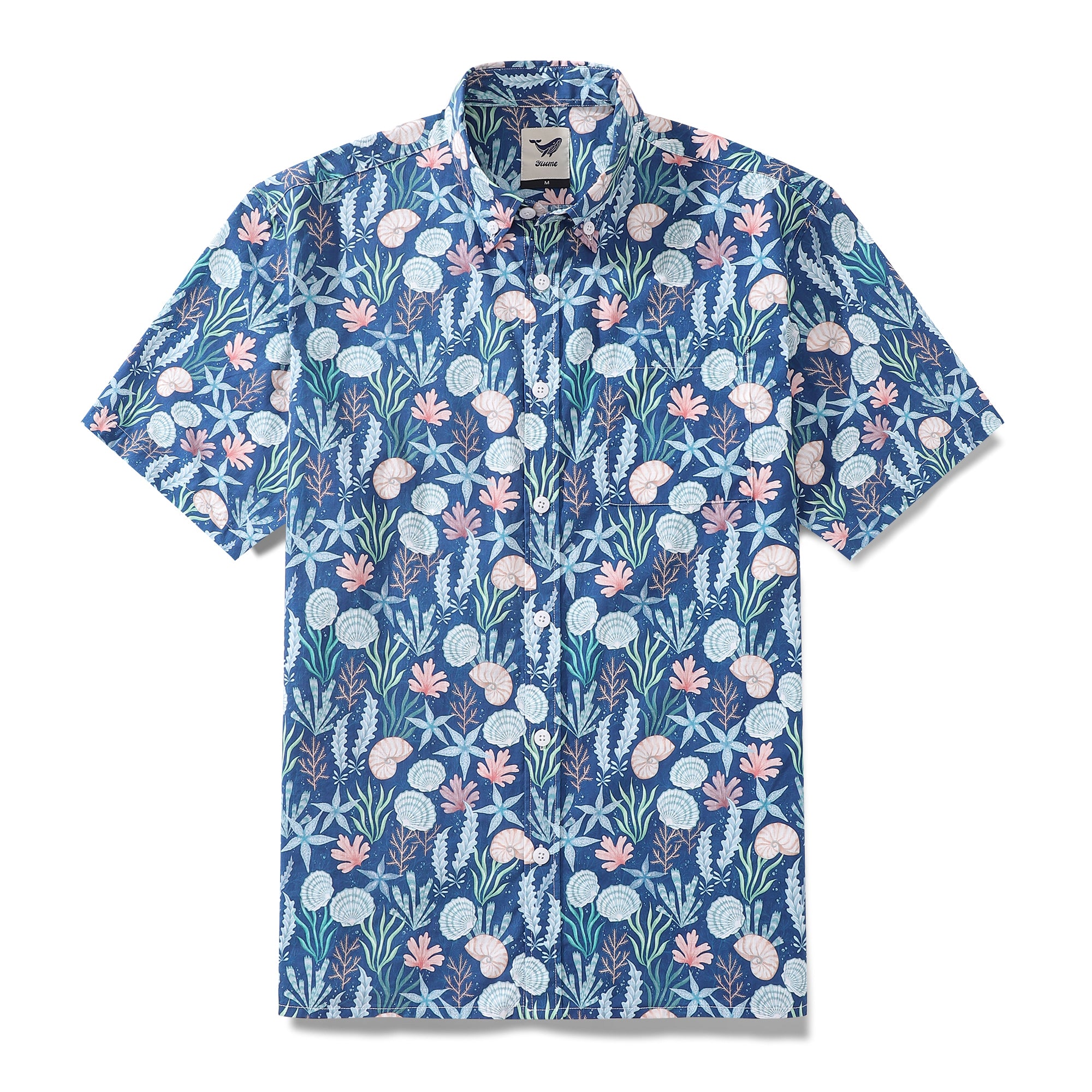 Men's Hawaiian Shirt Seaside Print By Luova Flow Cotton Button-down Sh ...