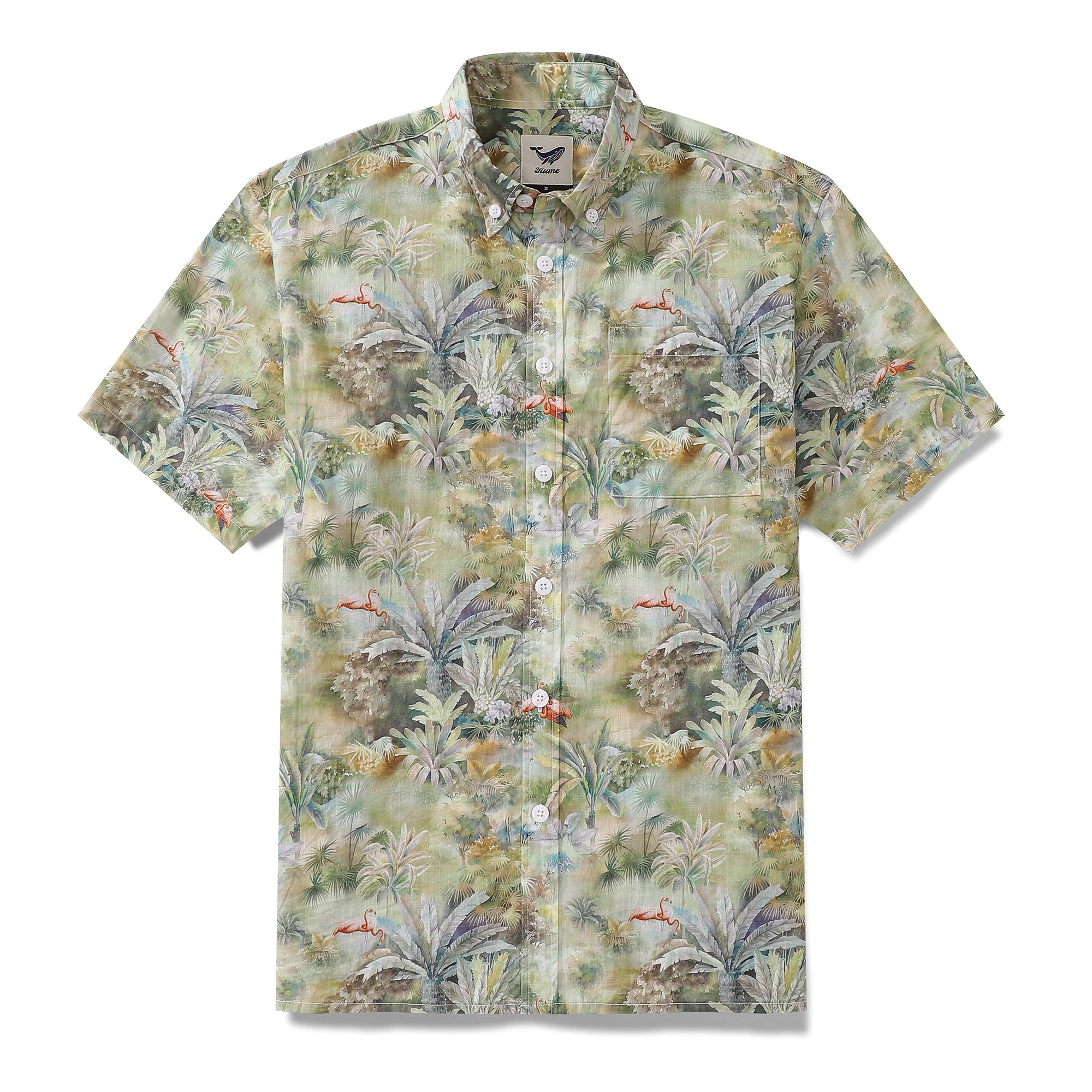 Camisa hawaiana para hombre Camisa Aloha de manga corta con botones de algodón con estampado de encanto exótico