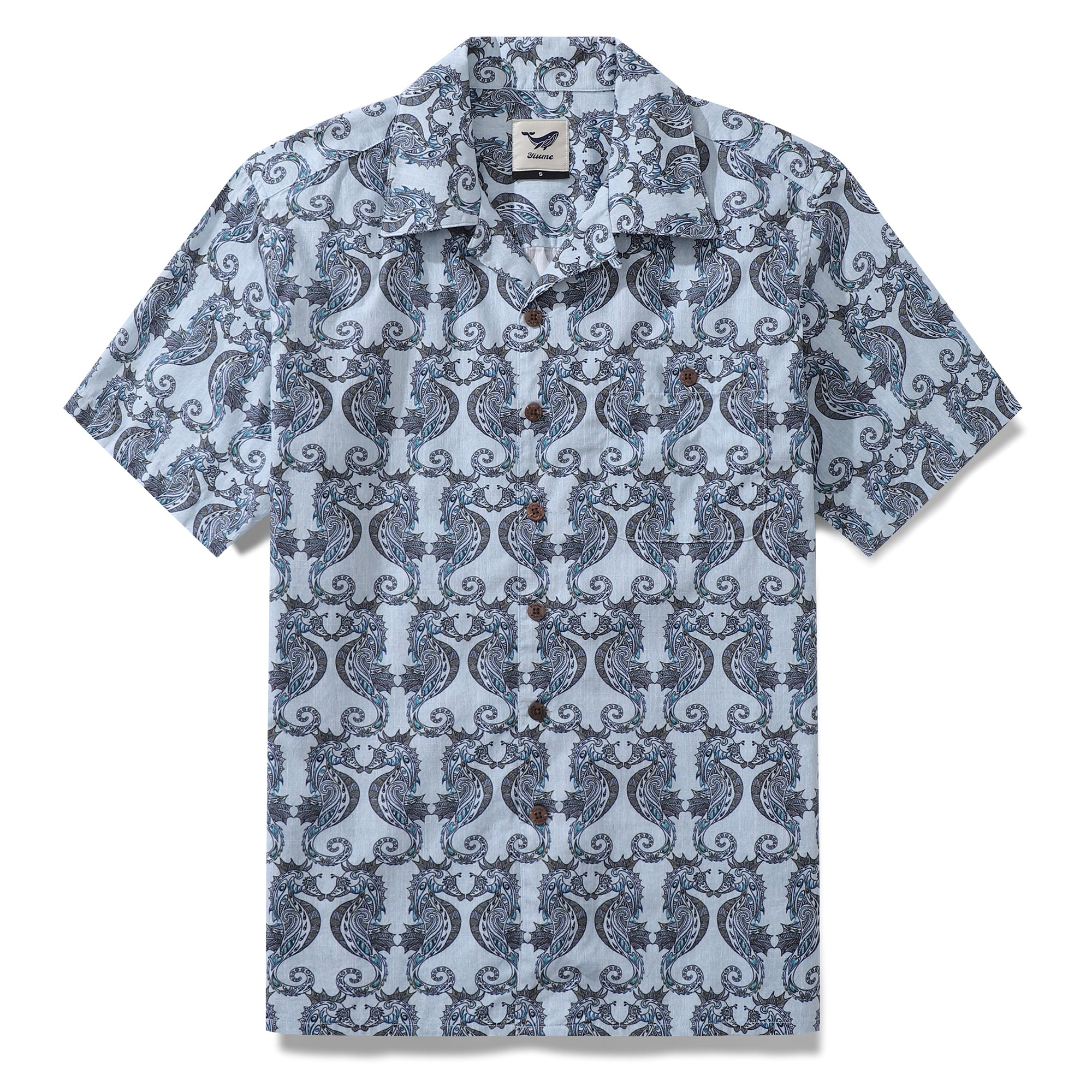 Camisa hawaiana de verano para hombre, camisa con estampado de sonrisa del mar, cuello de campamento, 100% algodón