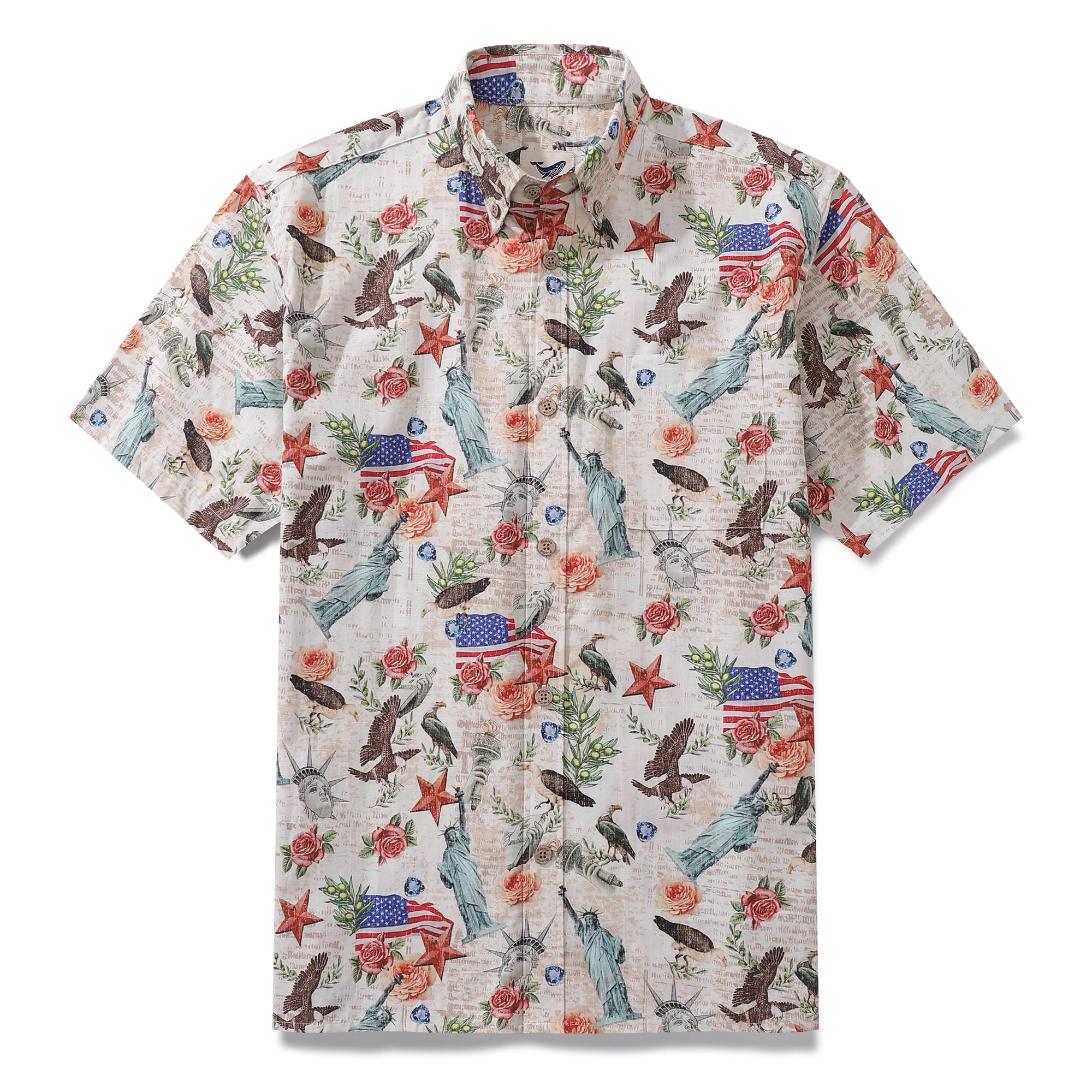 Hawaiian Shirt For Men Flag Memories Button-down Short Sleeve 100% Cotton Shirt