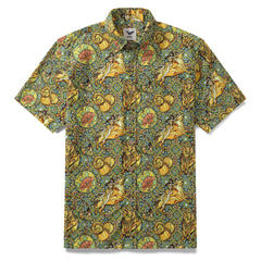 Men's Hawaiian Shirt Taurus Print Tencel™ Button-down Short Sleeve Aloha Shirt