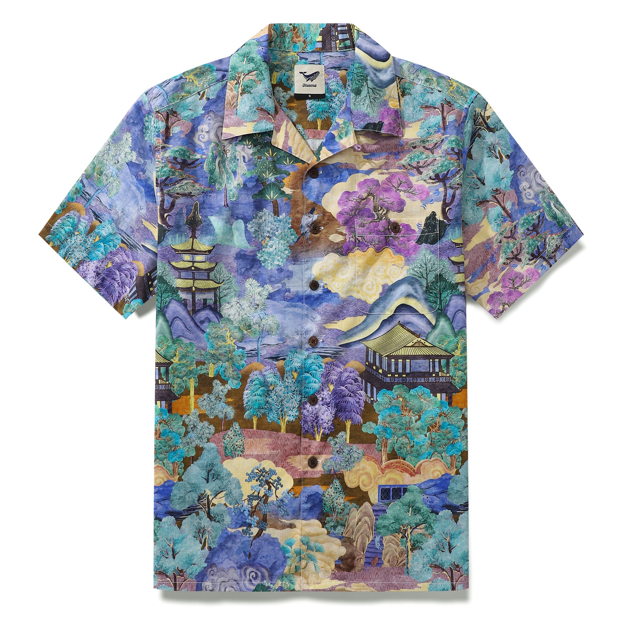 Chemises hawaïennes pour hommes, chemise paysagère rétro de style japonais
